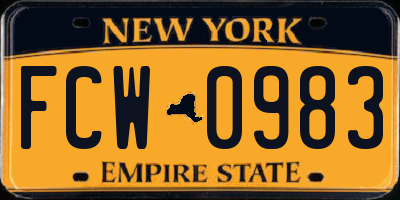 NY license plate FCW0983