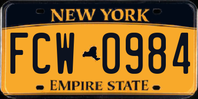 NY license plate FCW0984