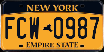 NY license plate FCW0987