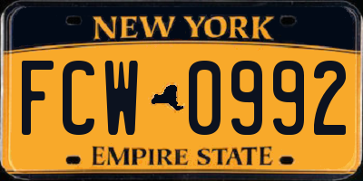 NY license plate FCW0992