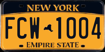 NY license plate FCW1004