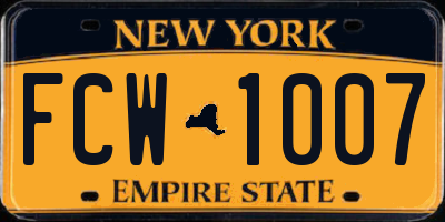 NY license plate FCW1007