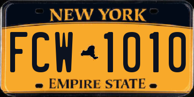 NY license plate FCW1010