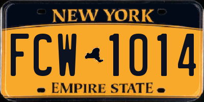 NY license plate FCW1014