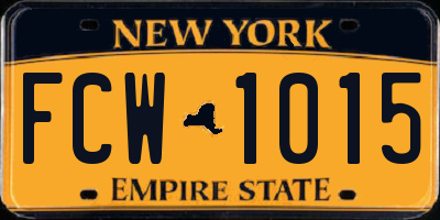 NY license plate FCW1015