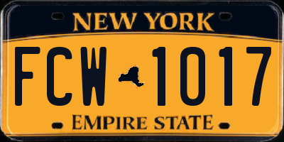 NY license plate FCW1017