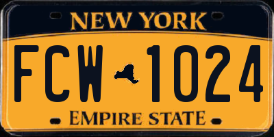 NY license plate FCW1024