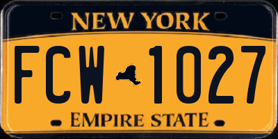 NY license plate FCW1027