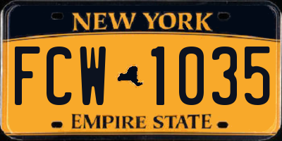 NY license plate FCW1035