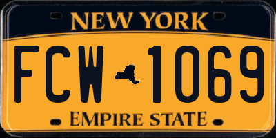 NY license plate FCW1069