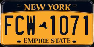 NY license plate FCW1071
