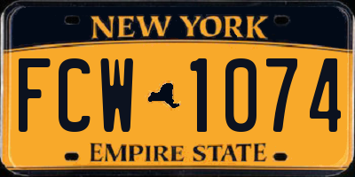NY license plate FCW1074