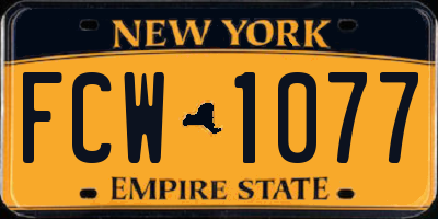 NY license plate FCW1077