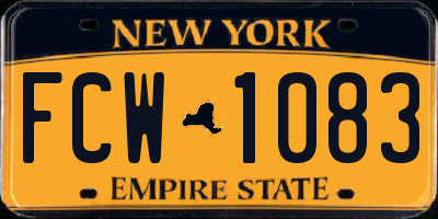 NY license plate FCW1083
