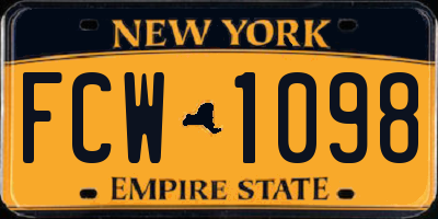NY license plate FCW1098