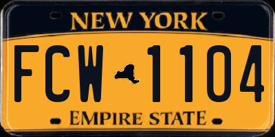 NY license plate FCW1104