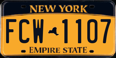 NY license plate FCW1107