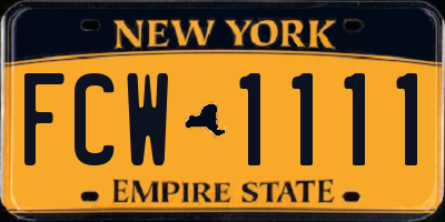 NY license plate FCW1111
