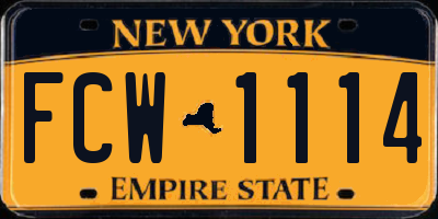NY license plate FCW1114