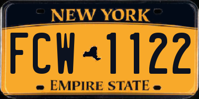 NY license plate FCW1122