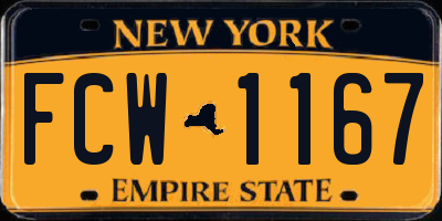 NY license plate FCW1167