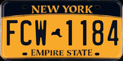 NY license plate FCW1184