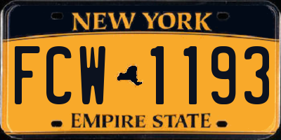 NY license plate FCW1193