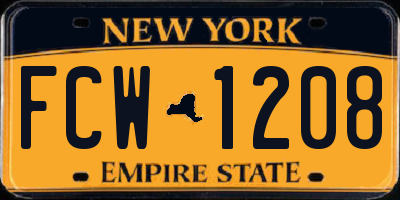 NY license plate FCW1208