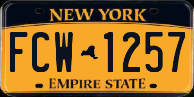 NY license plate FCW1257