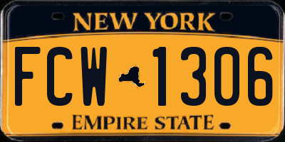 NY license plate FCW1306