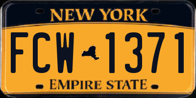 NY license plate FCW1371