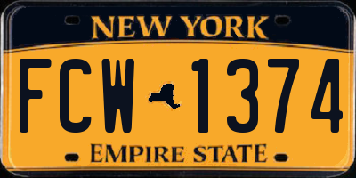 NY license plate FCW1374