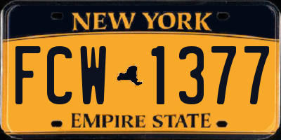 NY license plate FCW1377