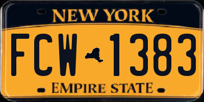 NY license plate FCW1383