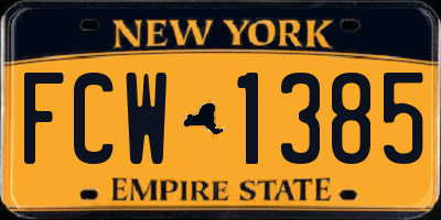 NY license plate FCW1385