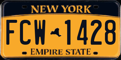 NY license plate FCW1428