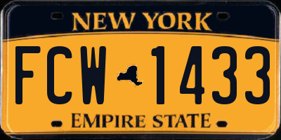 NY license plate FCW1433