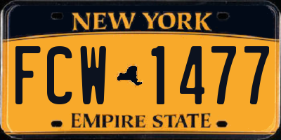 NY license plate FCW1477