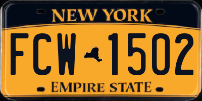 NY license plate FCW1502