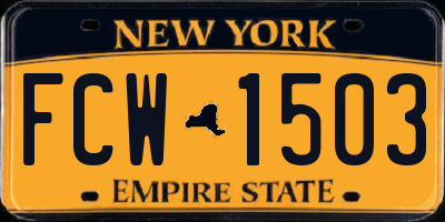 NY license plate FCW1503