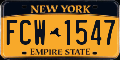 NY license plate FCW1547