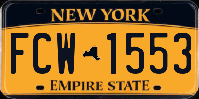 NY license plate FCW1553