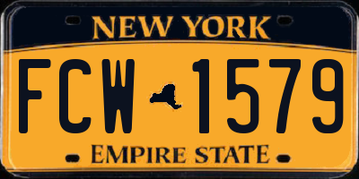 NY license plate FCW1579
