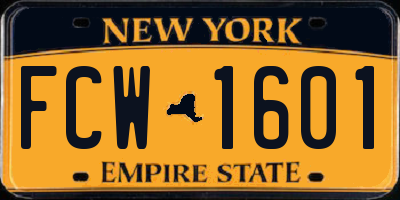 NY license plate FCW1601