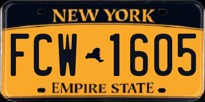 NY license plate FCW1605
