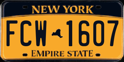 NY license plate FCW1607