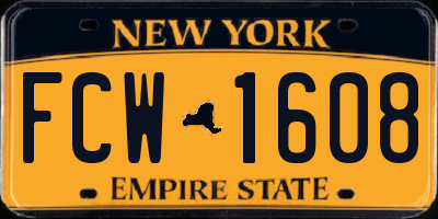 NY license plate FCW1608