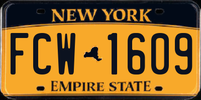 NY license plate FCW1609