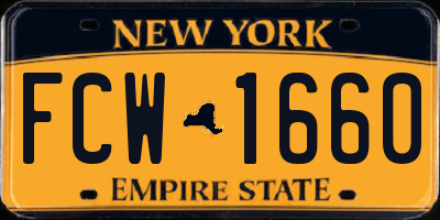 NY license plate FCW1660