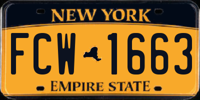 NY license plate FCW1663